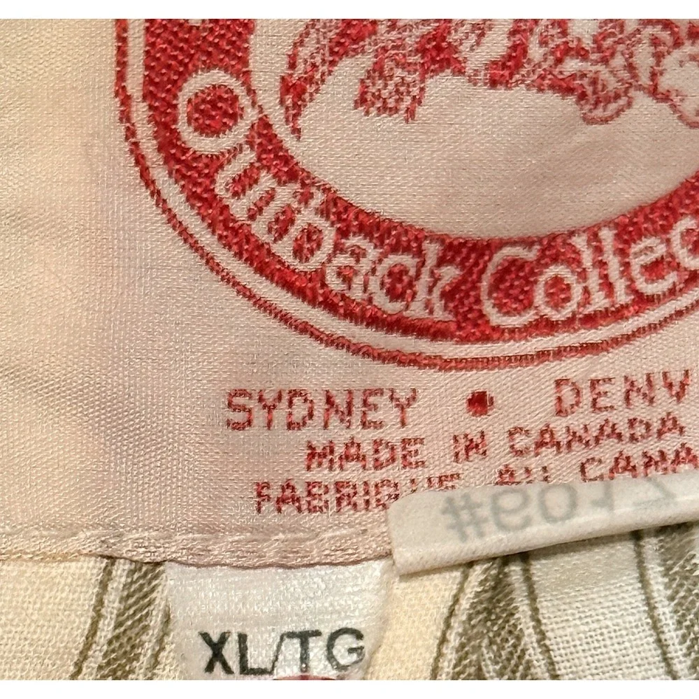 AUSTRALIAN OUTBACK - Men's VTG Beige Canvas Leather Trim Bomber Jacket - X-Large